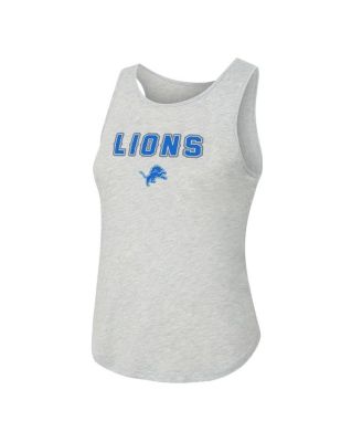 Women's 2-Piece Heather Gray/Blue Detroit Lions Regulate Plaid Tank Top and Pants Sleep Set