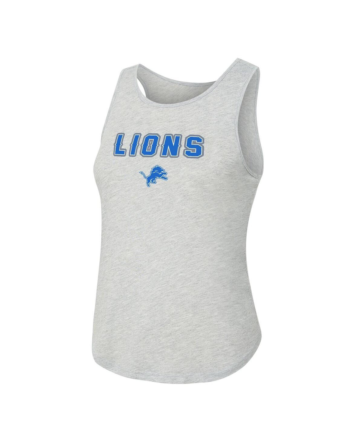 Concepts Sport Women's 2-piece Heather Gray/blue Detroit Lions Regulate Plaid Tank Top And Pants Sleep Set In Multi