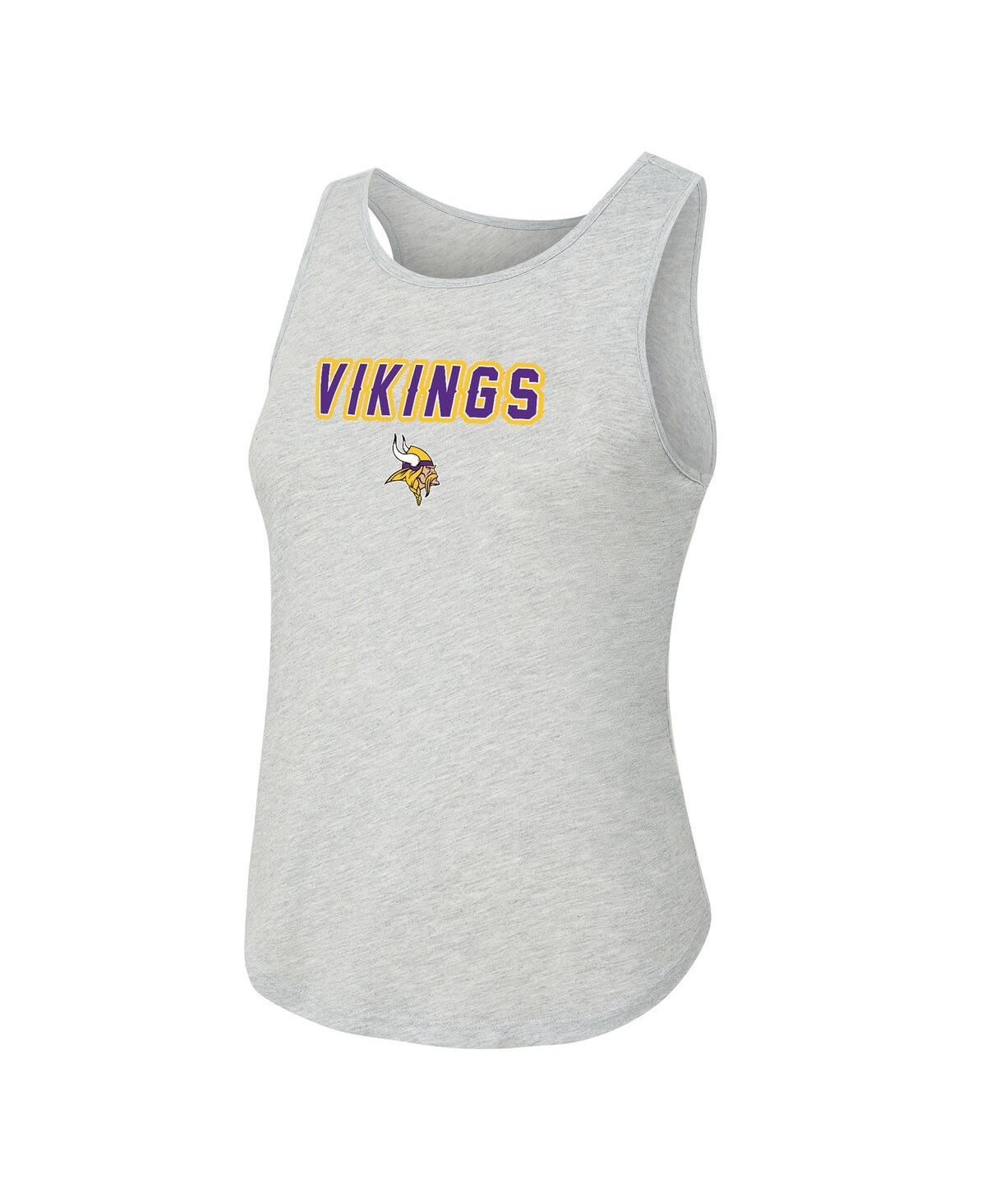 Concepts Sport Women's 2-piece Heather Gray/purple Minnesota Vikings Regulate Plaid Tank Top And Pants Sleep Set In Gray