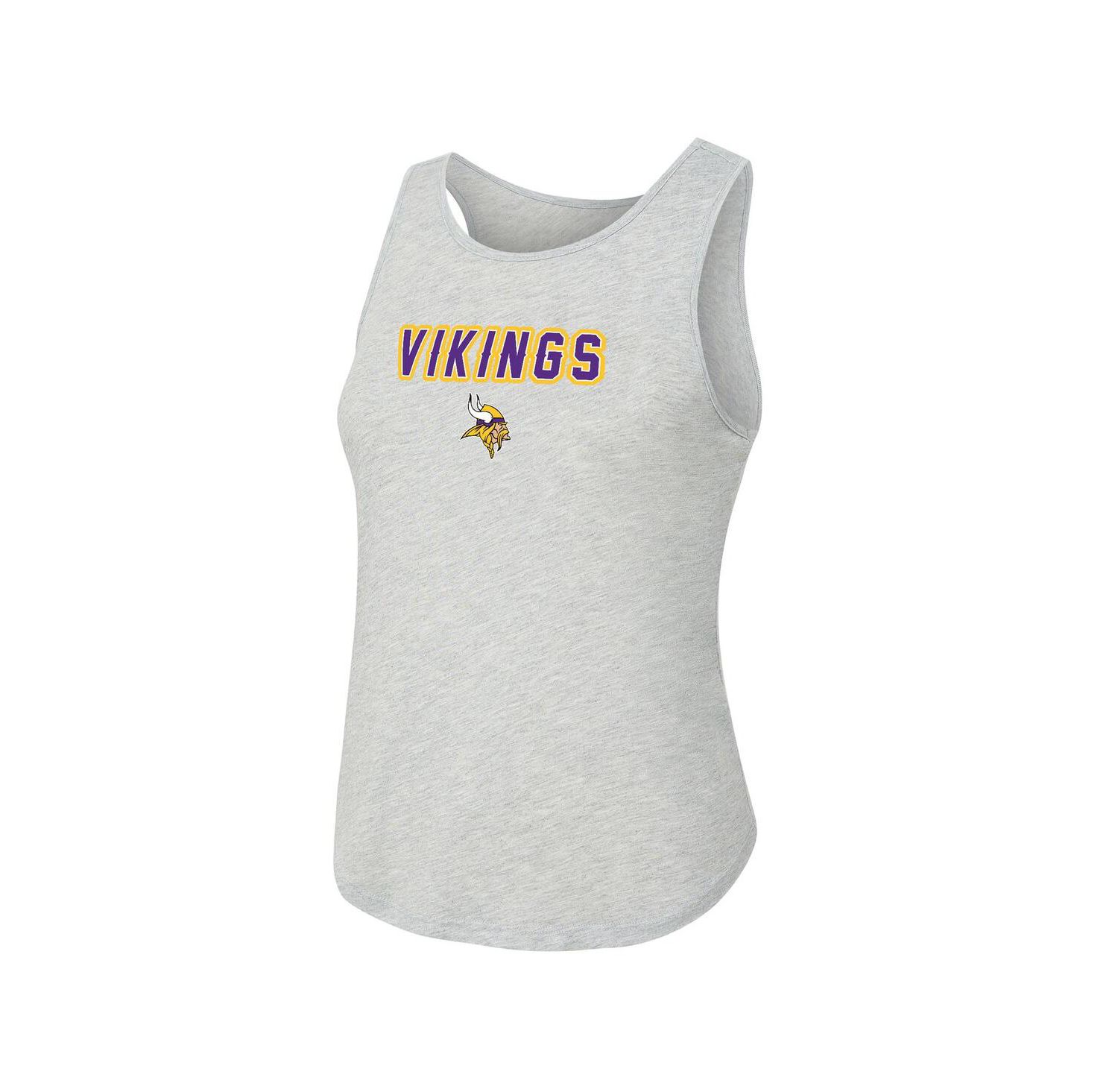 Women's 2-Piece Heather Gray/Purple Minnesota Vikings Regulate Plaid Tank Top and Pants Sleep Set