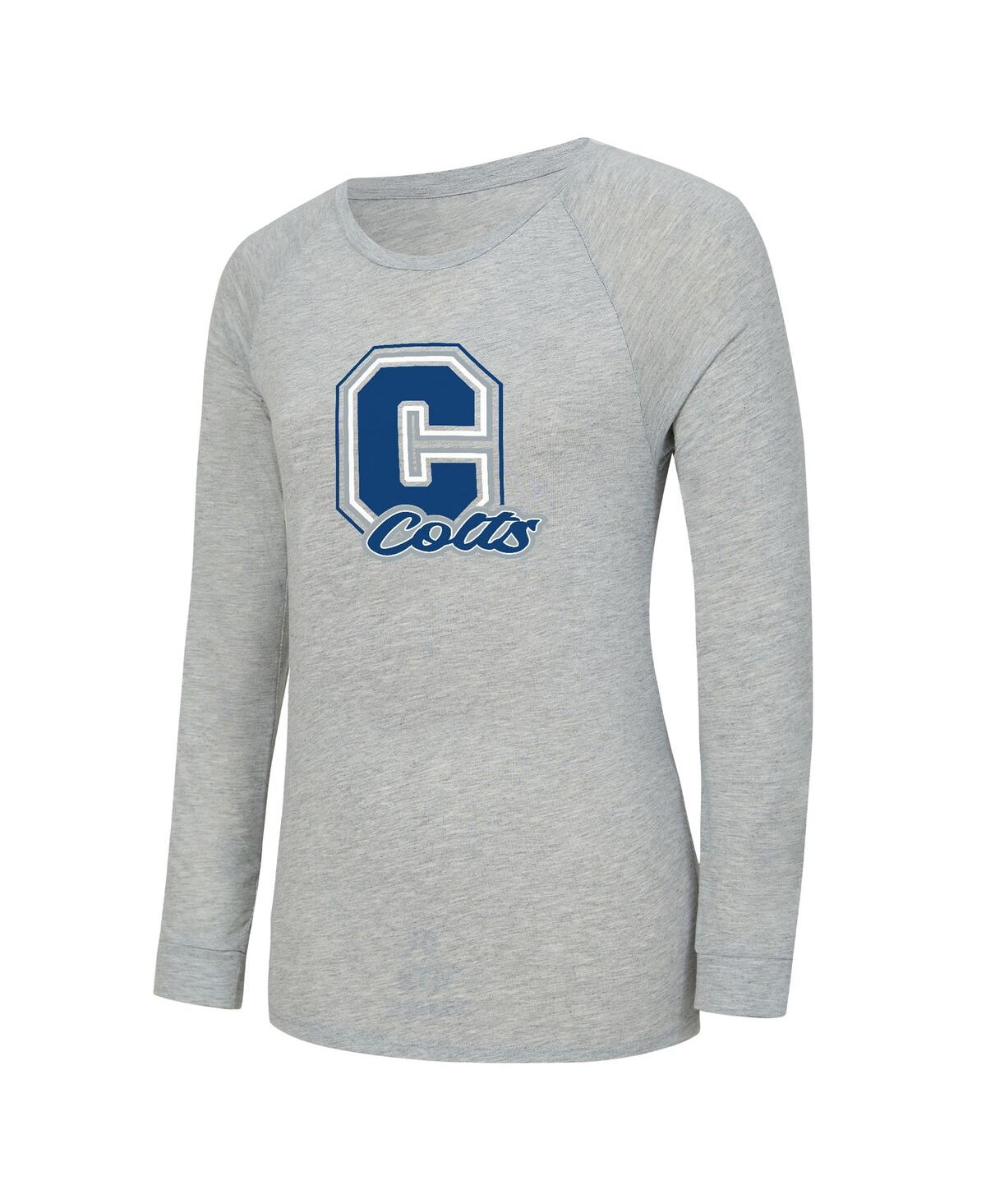 Concepts Sport Women's 2-piece Heather Gray/royal Indianapolis Colts Regulate Plaid Long-sleeve T-shirt Shorts Slee In Gray