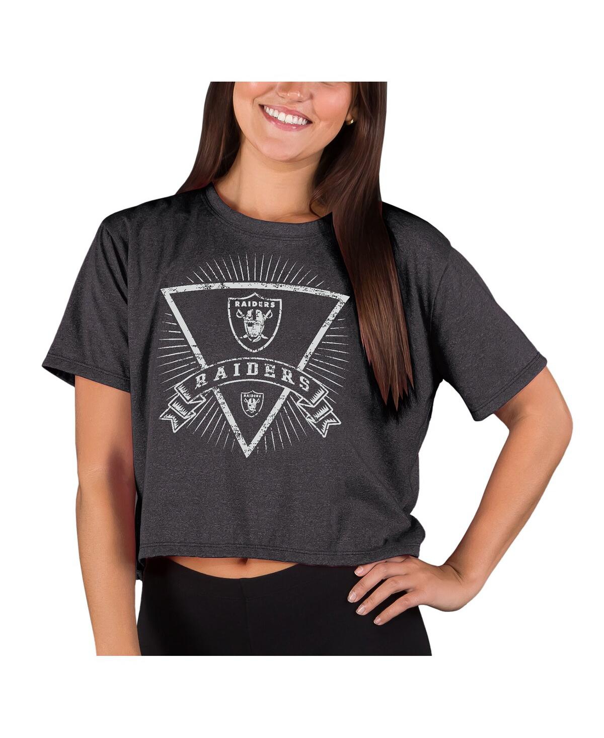 Concepts Sport Women's Charcoal Las Vegas Raiders Quest Knit Crop Top
