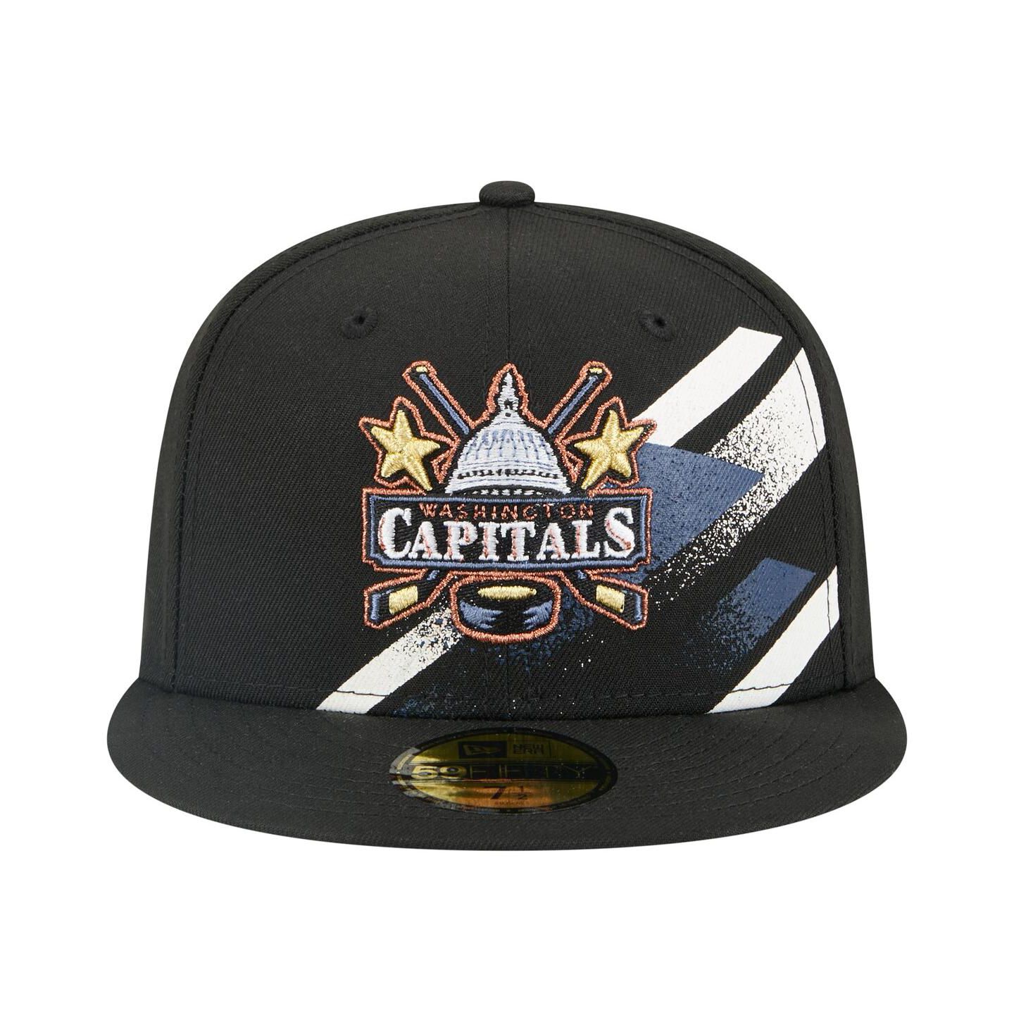 Мужская кепка New Era Black Washington Capitals Faded Lines 59FIFTY Fitted Hat — фото 2