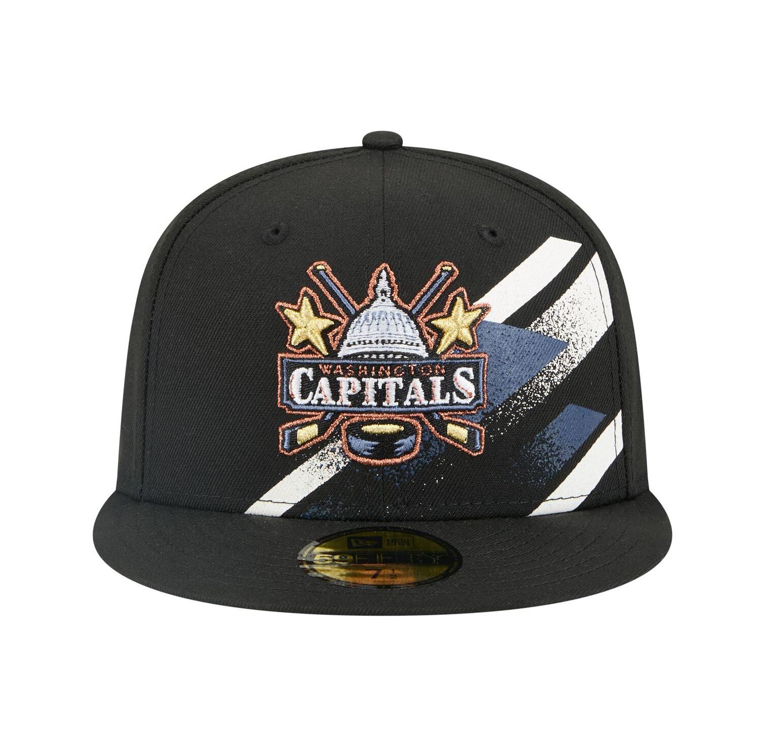 Men's Black Washington Capitals Faded Lines 59FIFTY Fitted Hat