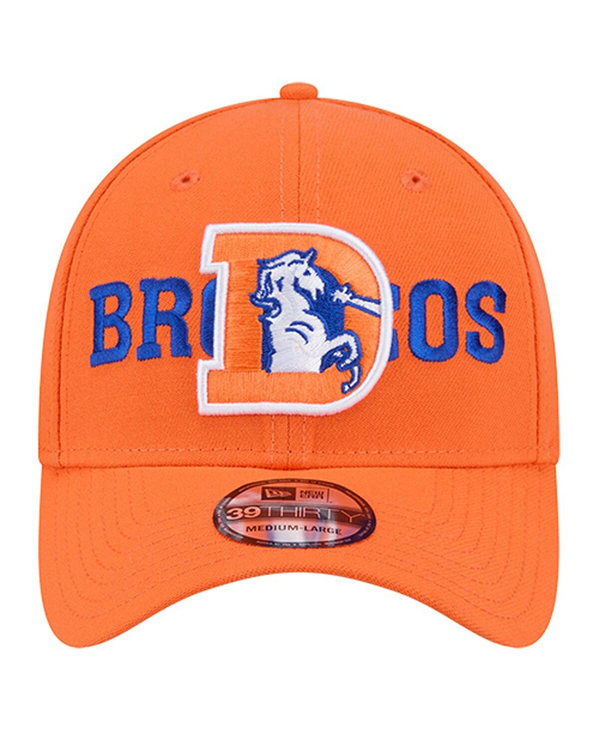 New Era Men's Orange Denver Broncos Overlap Logo 39THIRTY Stretch Fit Hat