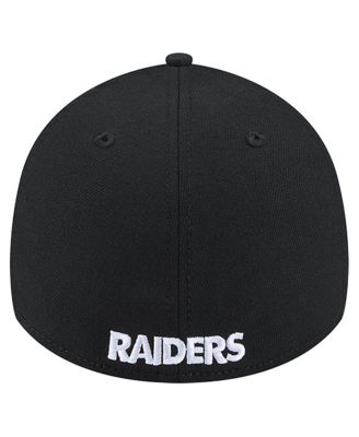 Men's Black Las Vegas Raiders Overlap Logo 39THIRTY Stretch Fit Hat