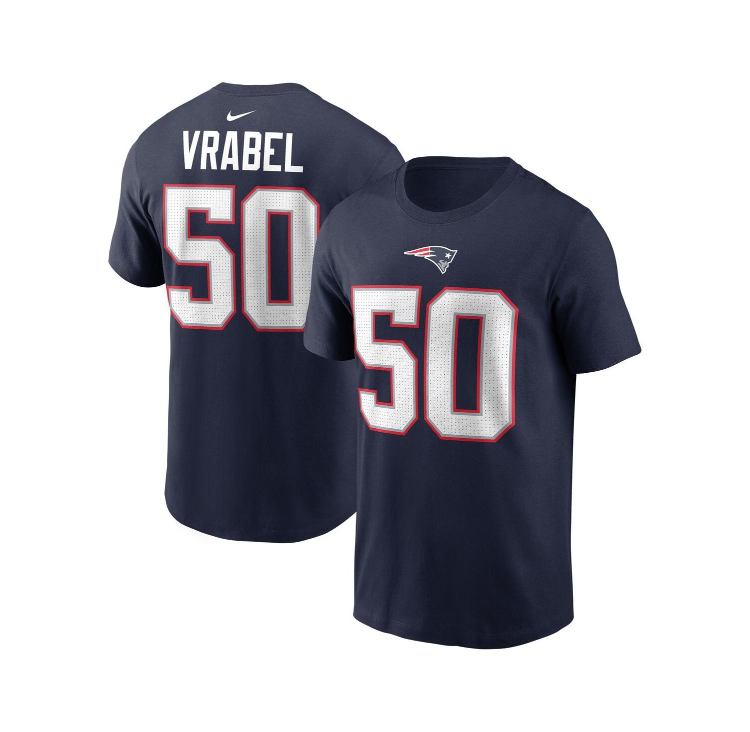 Men's Mike Vrabel Navy New England Patriots Retired Player Name & Number T-Shirt