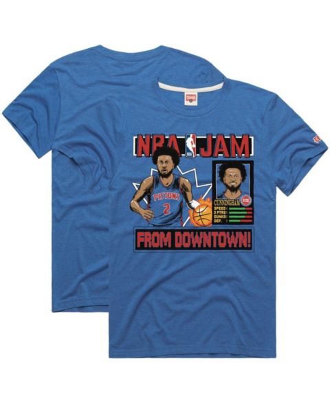 Футболка Homage Cade Cunningham Blue Detroit Pistons NBA Jam Tri-Blend