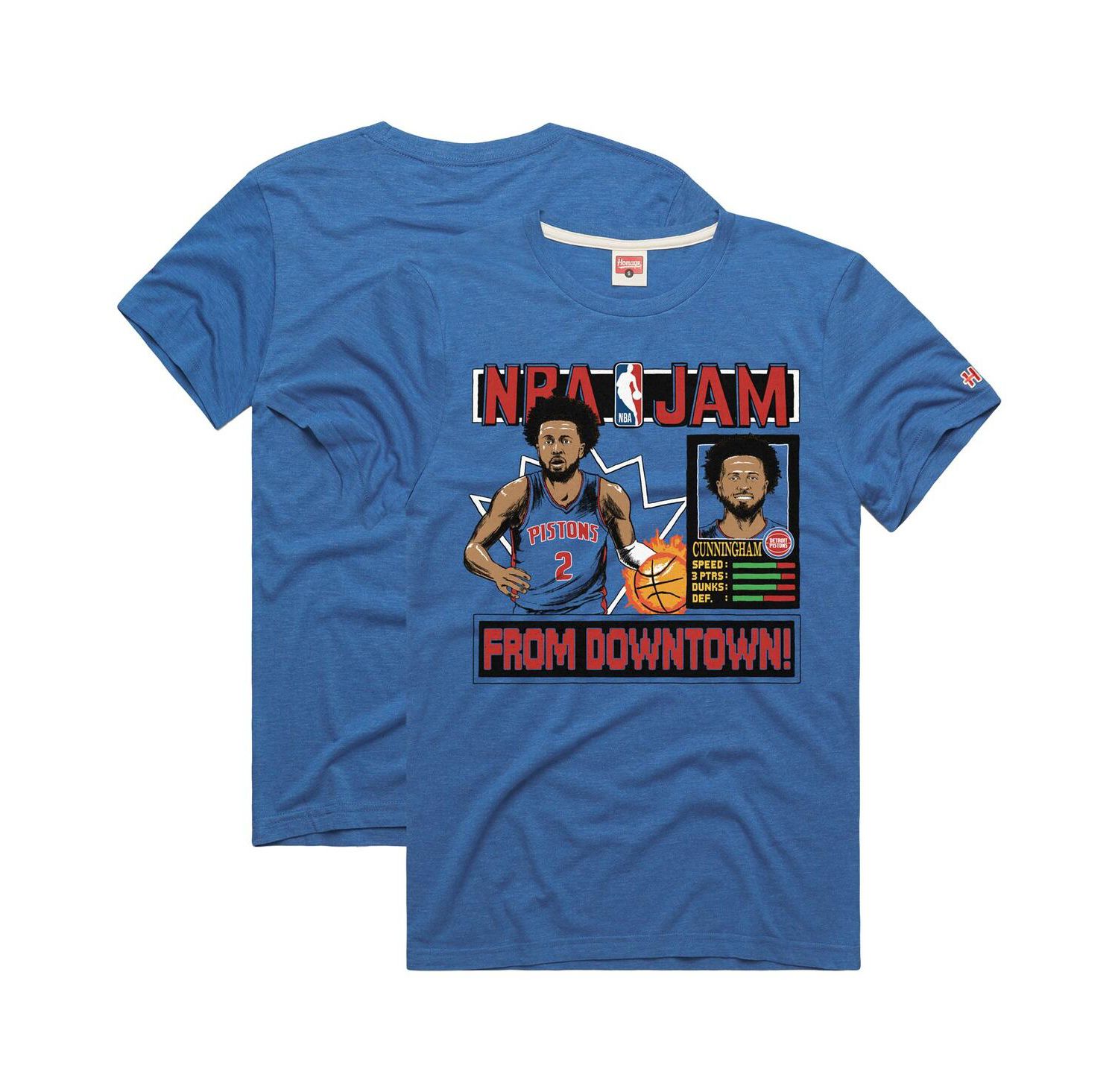 Men's and Women's Cade Cunningham Blue Detroit Pistons NBA Jam Tri-Blend T-Shirt