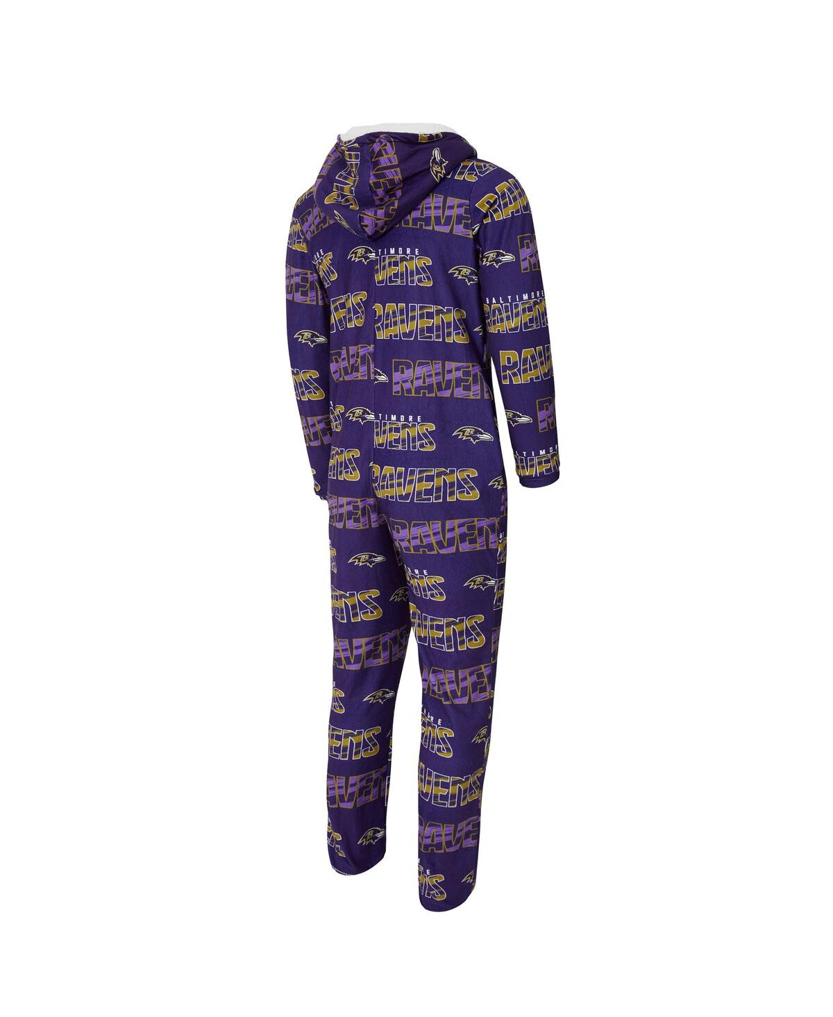 Concepts Sport Men's Purple Baltimore Ravens Shuffle All-Over-Print Microfleece Full-Zip Union Suit