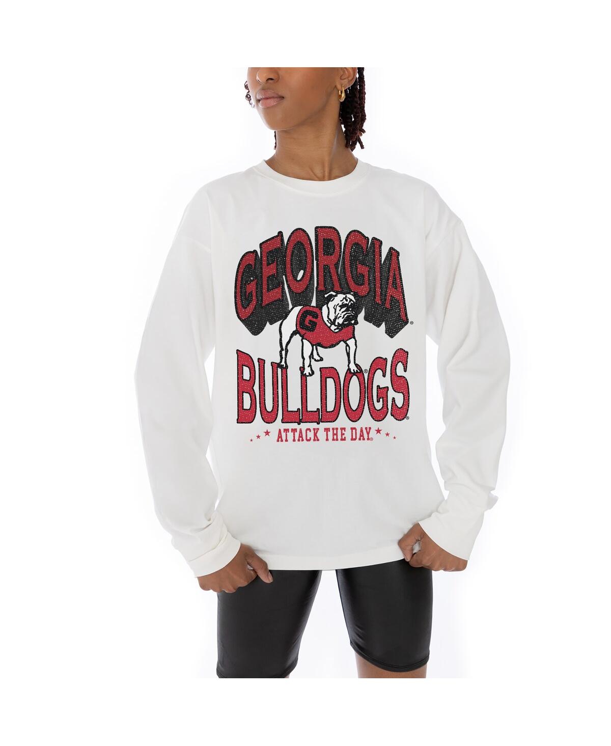 Gameday Couture Women's White Georgia Bulldogs Midweight Oversized Long Sleeve T-shirt In White