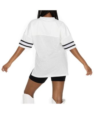 Women's White Baltimore Ravens Oversized Sporty Mesh V-Neck Top