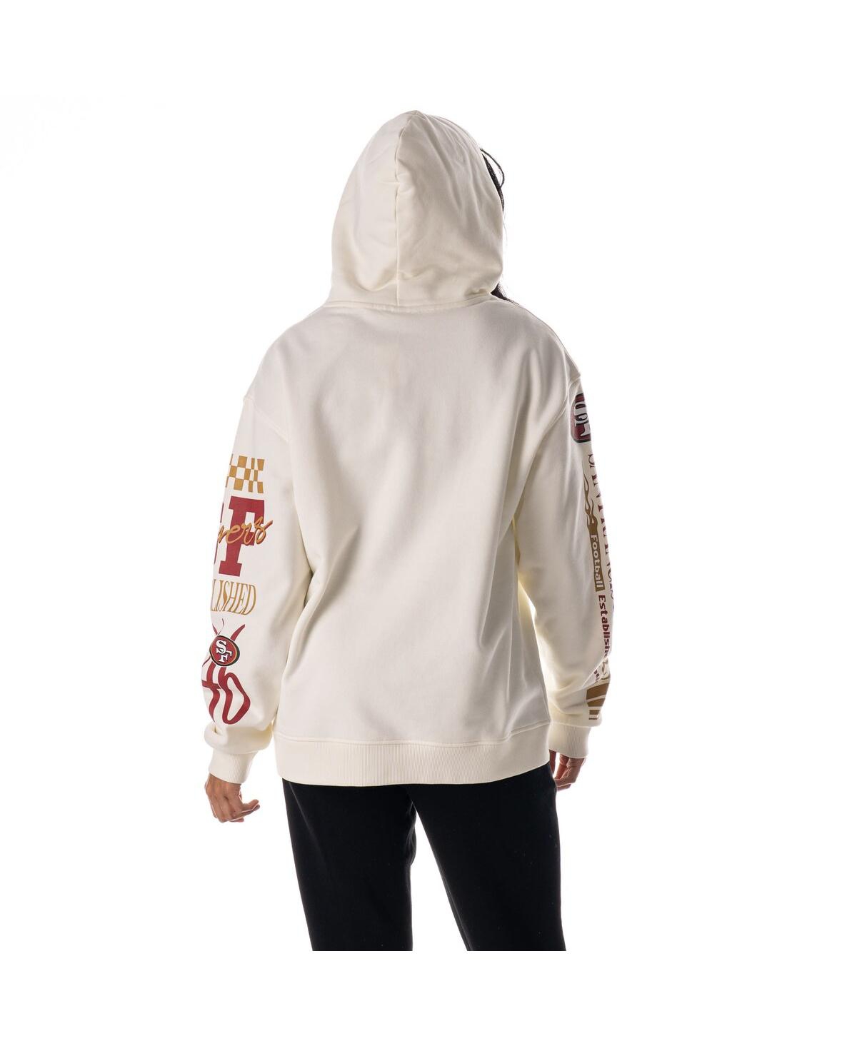 The Wild Collective Men's And Women's Cream San Francisco 49ers Stacked Graphic Sleeve Fleece Hoodie In Neutral
