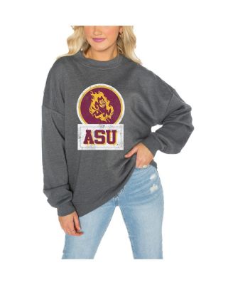 Gameday Couture - Women's Arizona State Sun Devils Charcoal Oversized Drop Shoulder Fleece Drop Pullover Sweatshirt