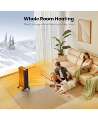 Portable Electric Radiato Portable Electric Radiator Heater,Space Oil Filled Heaters with 3 Heat Settings, Overheat & Tip-Over Protection,1500W