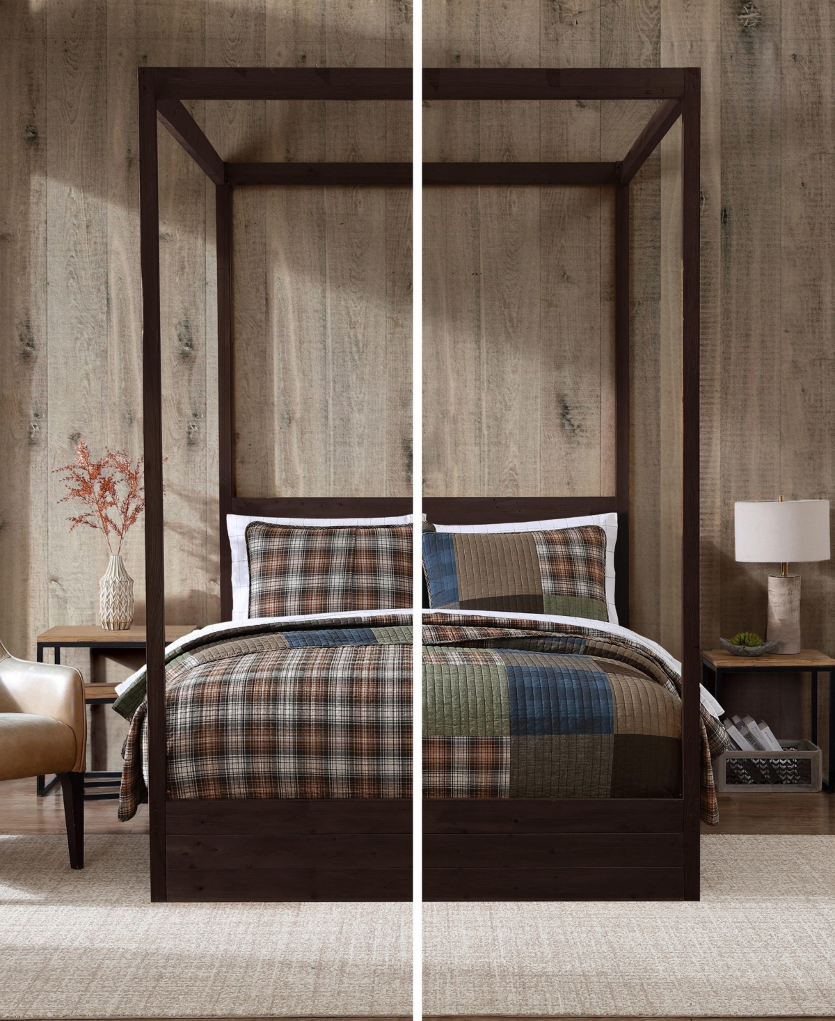 Eddie Bauer Classic Patchwork Cotton Reversible -Pc. Quilt Set