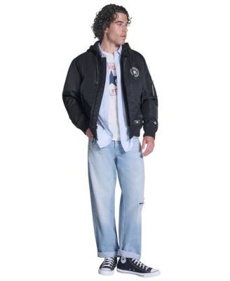 Men's Hooded Bib Varsity Bomber Jacket
