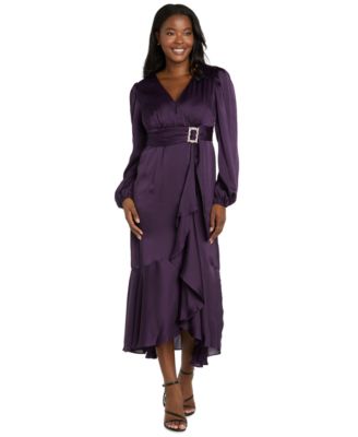 Women's Long-Sleeve Faux Wrap Dress