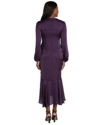 Women's Long-Sleeve Faux Wrap Dress