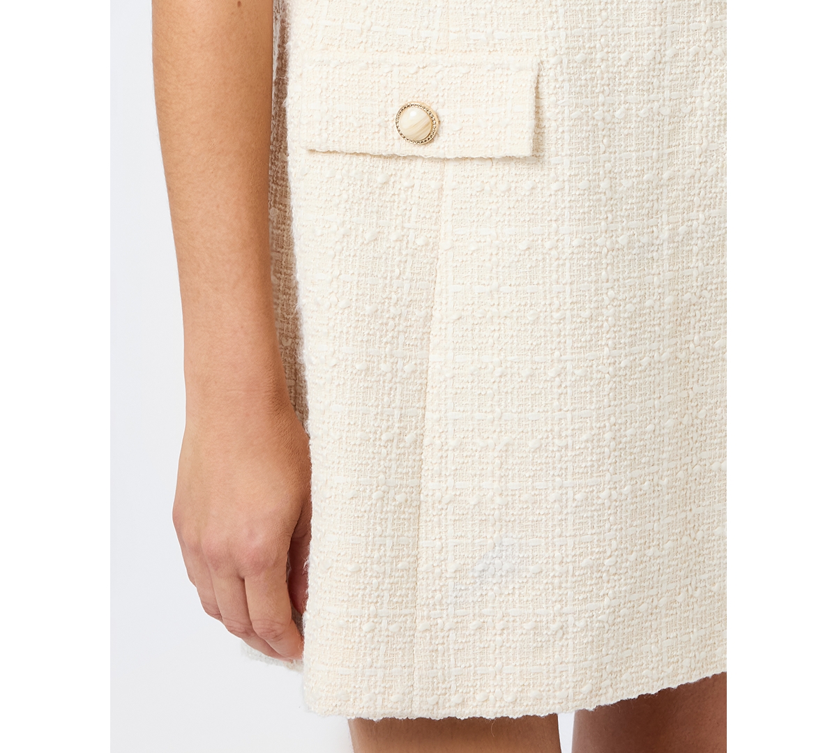 French Connection Structured Tweed Mini Dress In Neutral