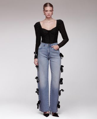 Women's Bow Detail High-Rise Jeans