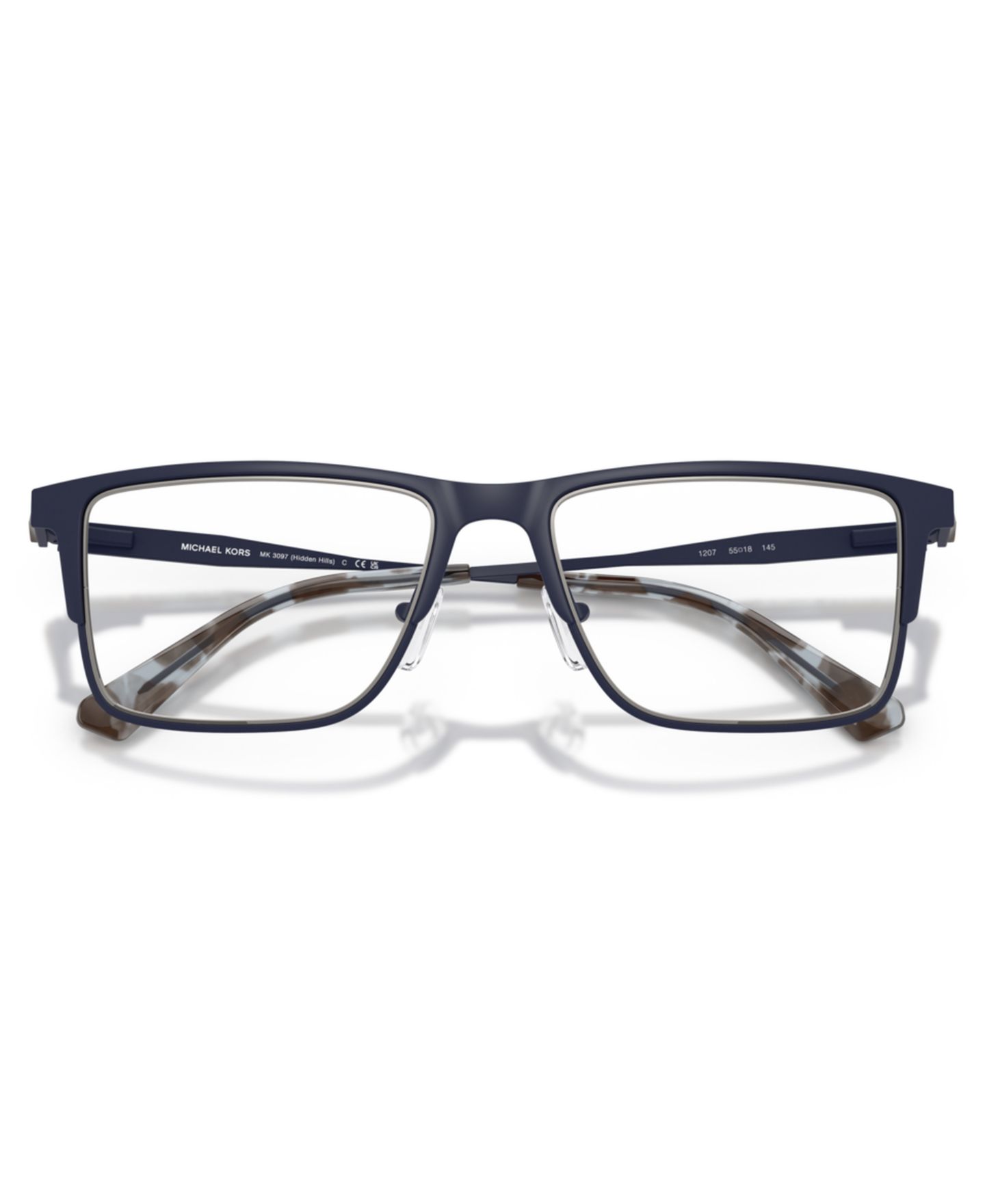 Мужские очки Michael Kors Man Rectangle Metal MK3097 Hidden Hills Eyeglasses, цвет: Матовый тёмно-синий — фото 4