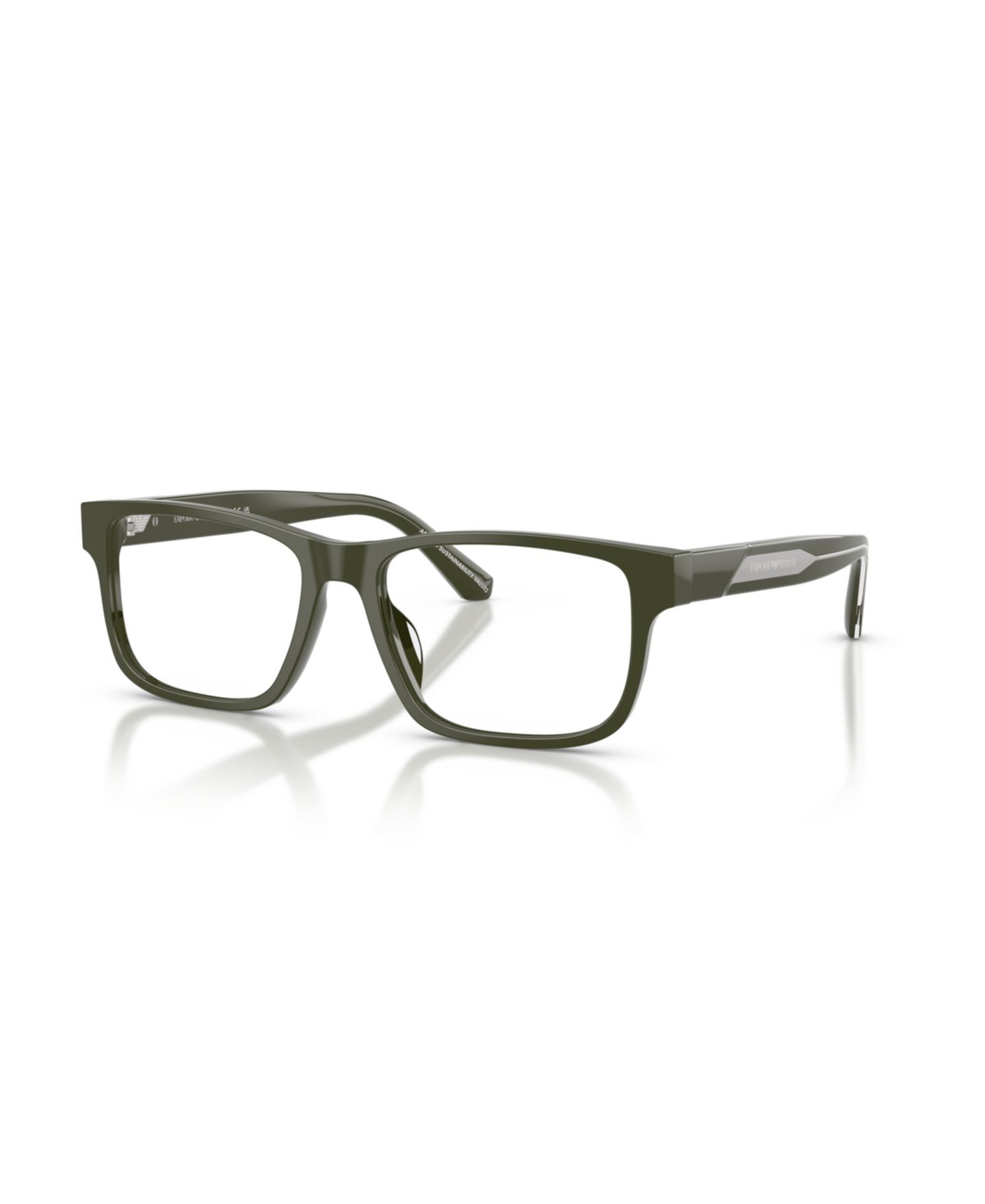 Мужские очки Emporio Armani Man Rectangle Plastic EA3265U Eyeglasses, цвет: Блестящий зелёный — фото 1