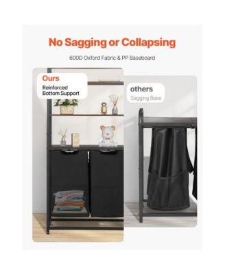 Laundry Hamper with 4 Tiers, 2 Bags, Shelves, and Hooks