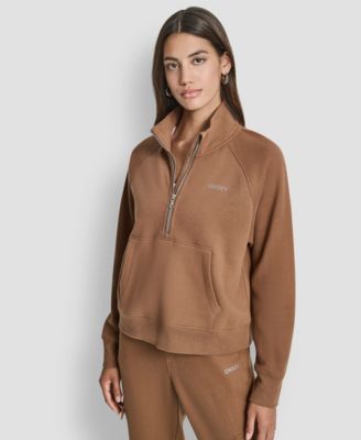 DKNY Women's Studded-Logo Half-Zip Sweatshirt