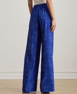 Petite Paisley Crepe Wide-Leg Pants