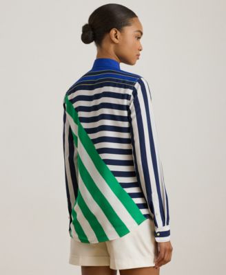 Women's Petite Long-Sleeve Striped Shirt