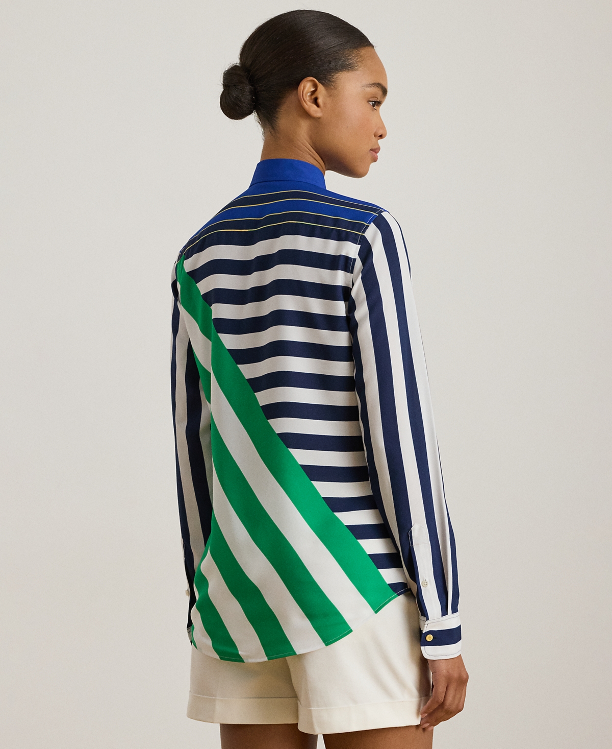 Ralph Lauren Petite Long-sleeve Striped Shirt In Multi