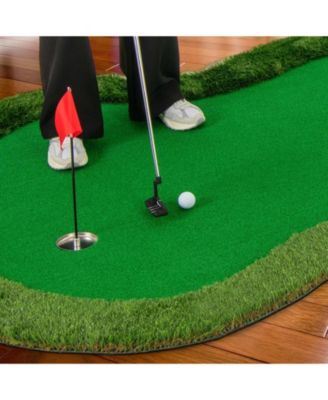 5 x 10 Feet Golf Practice Putting Green Mat with 3 Holes and Golf Balls for Home Office Backyard
