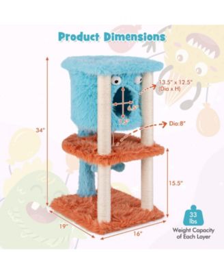 Cute Monster-Themed Cat Tower with Private Condo and Soft Long Plush