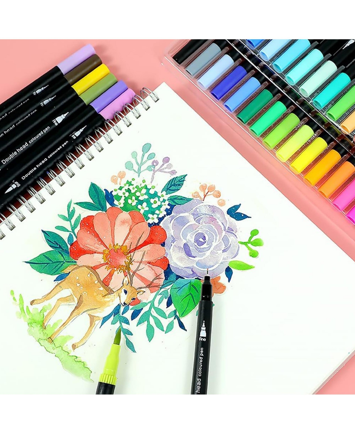 Htutwoo 24 Acrylic Paint Markers, Waterproof Art Pens Set, Portable Marker Pens for Wooden, Canvas, Stone, Rock, Glass, Ceramic