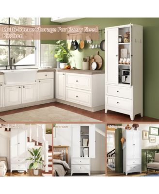 72" Pantry Cabinet with 2 Drawers, Freestanding Storage with Adjustable Shelves for Kitchen, Pantry, Dining