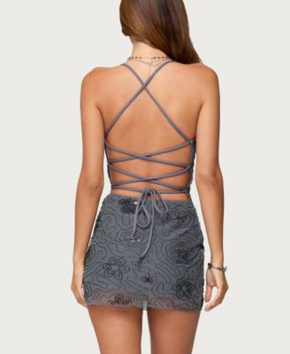 Women's Kandy Backless Beaded Mini Dress