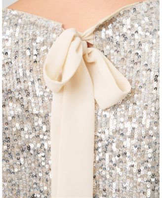 Women's Tops & Tees Sequin Flutter Sleeve Top