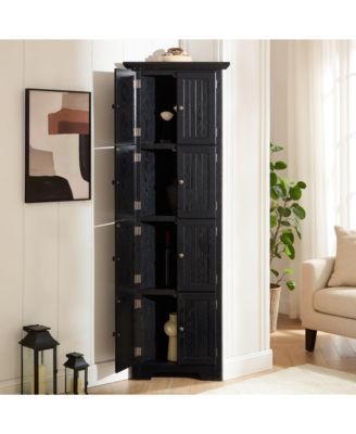 72" 4-Tier Corner Kitchen Pantry Cabinet with 8 Doors and Shelves, Tall Storage for Living & Kitchen Spaces