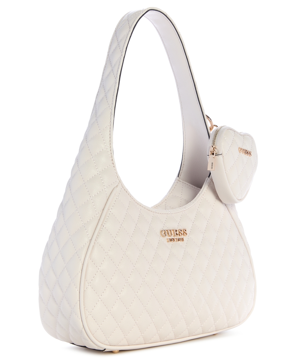 Guess Atabey Zip Top Small Hobo Bag In White