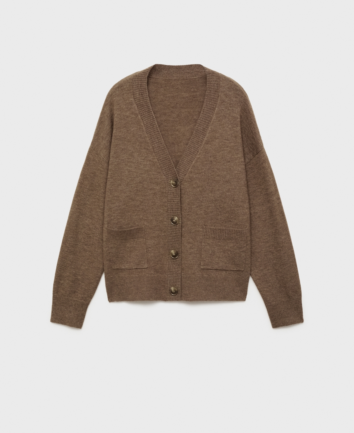 Mango V-neck Cardigan In Brown