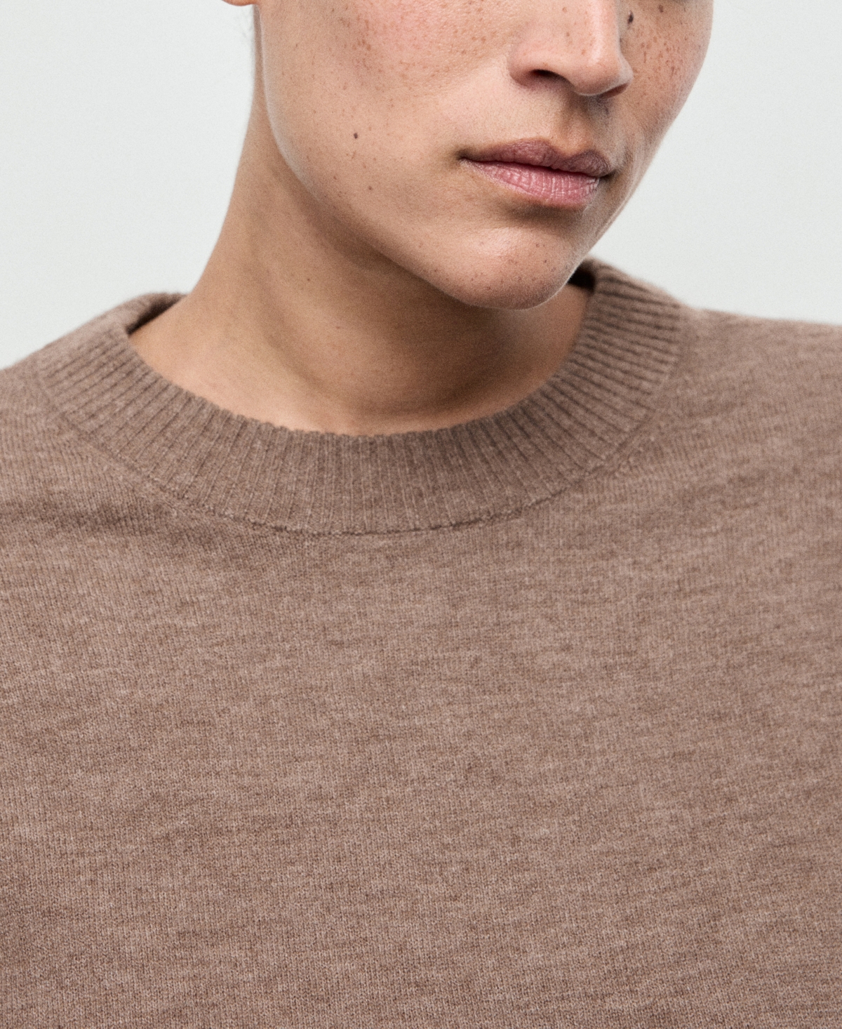 Mango Oversize Crewneck Sweater In Brown