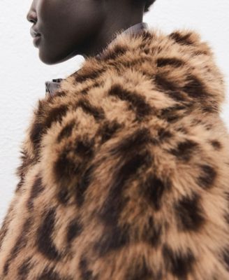 Women's Fur-Effect Leopard-Print Coat