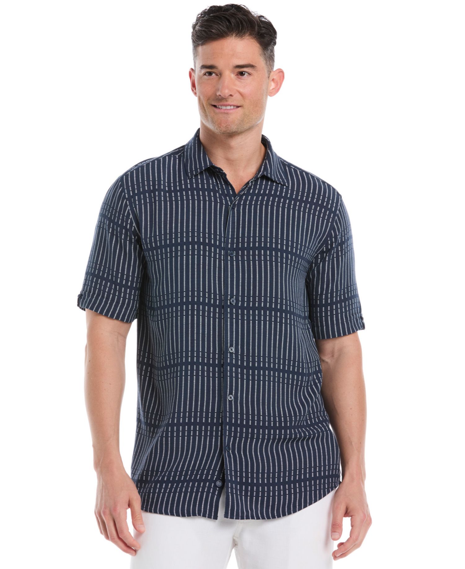 Men's Broken Stripe Print Short-Sleeve Shirt