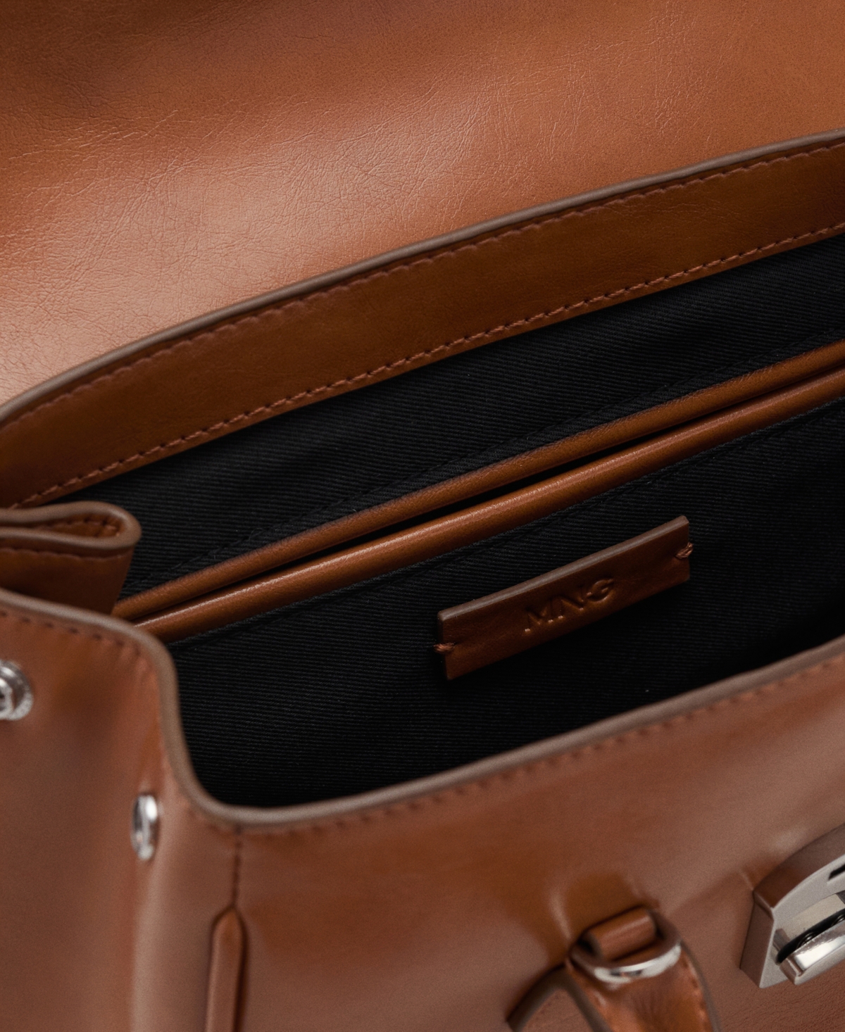 Mango Small City Faux Leather Handbag In Brown