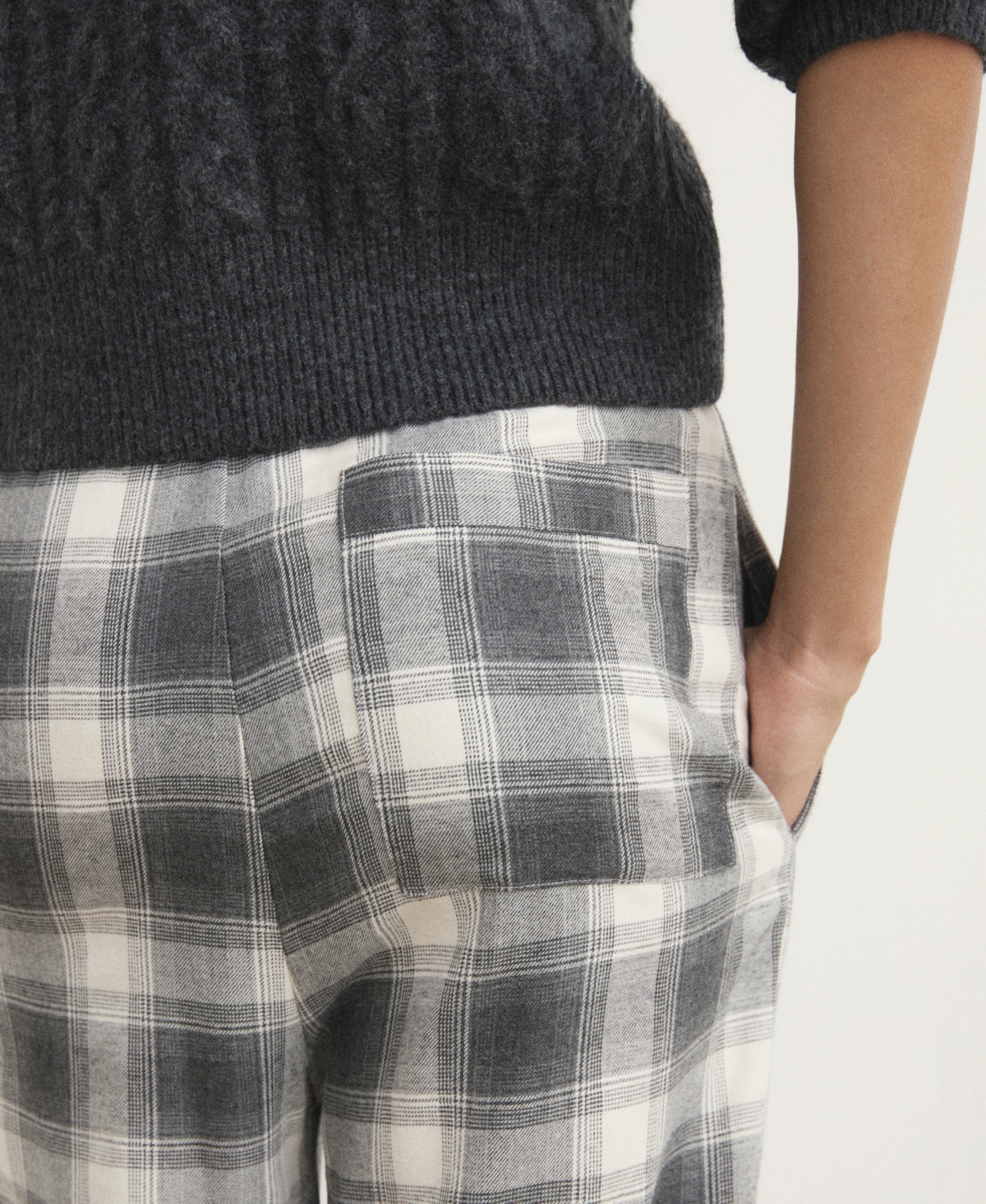 Mango Plaid Flannel Pajama Pants In Gray