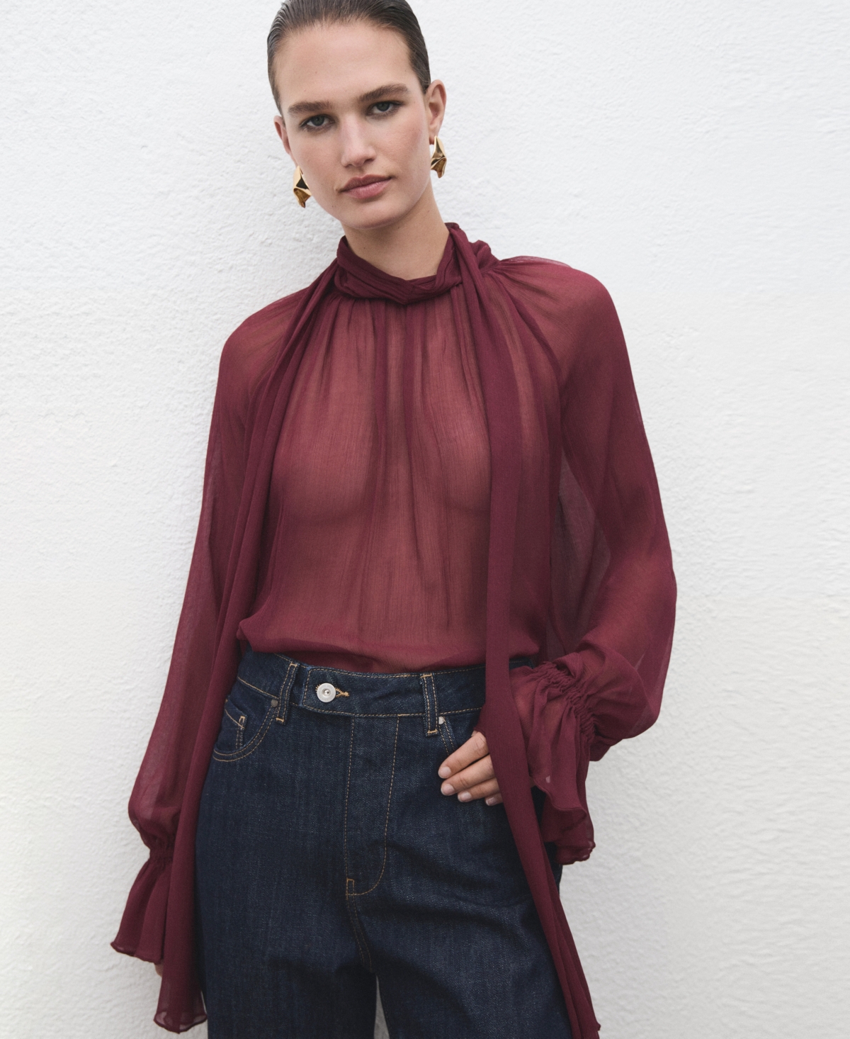 Mango Straight Leg Jeans In Blue