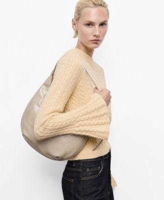 MANGO - Women's Flared Sleeves Cable-Knit Sweater