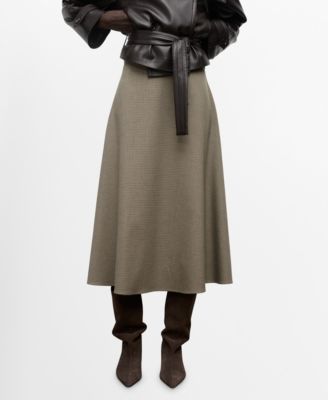 MANGO - Women's Houndstooth Wool-Blend Skirt
