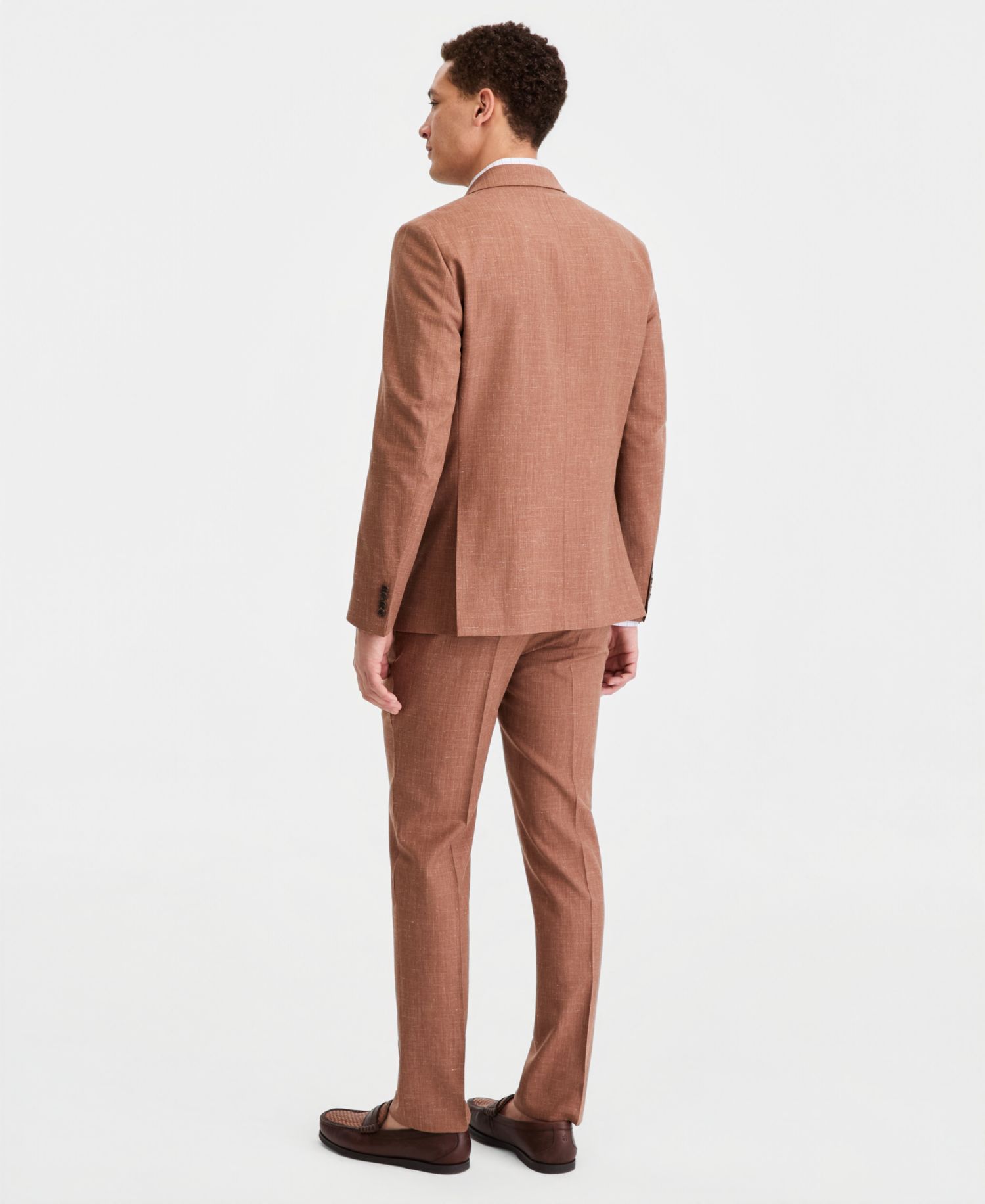 Men's Modern Fit Wool Silk Linen Double-Breasted Suit Separates